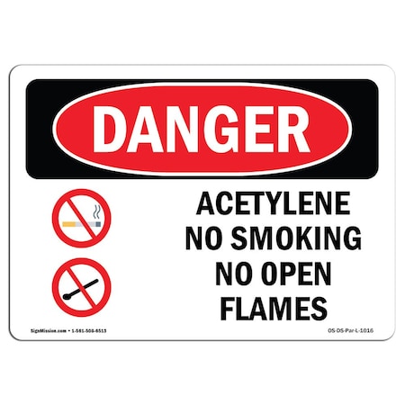 OSHA Danger, Acetylene No Smoking No Open Flames, 24in X 18in Decal